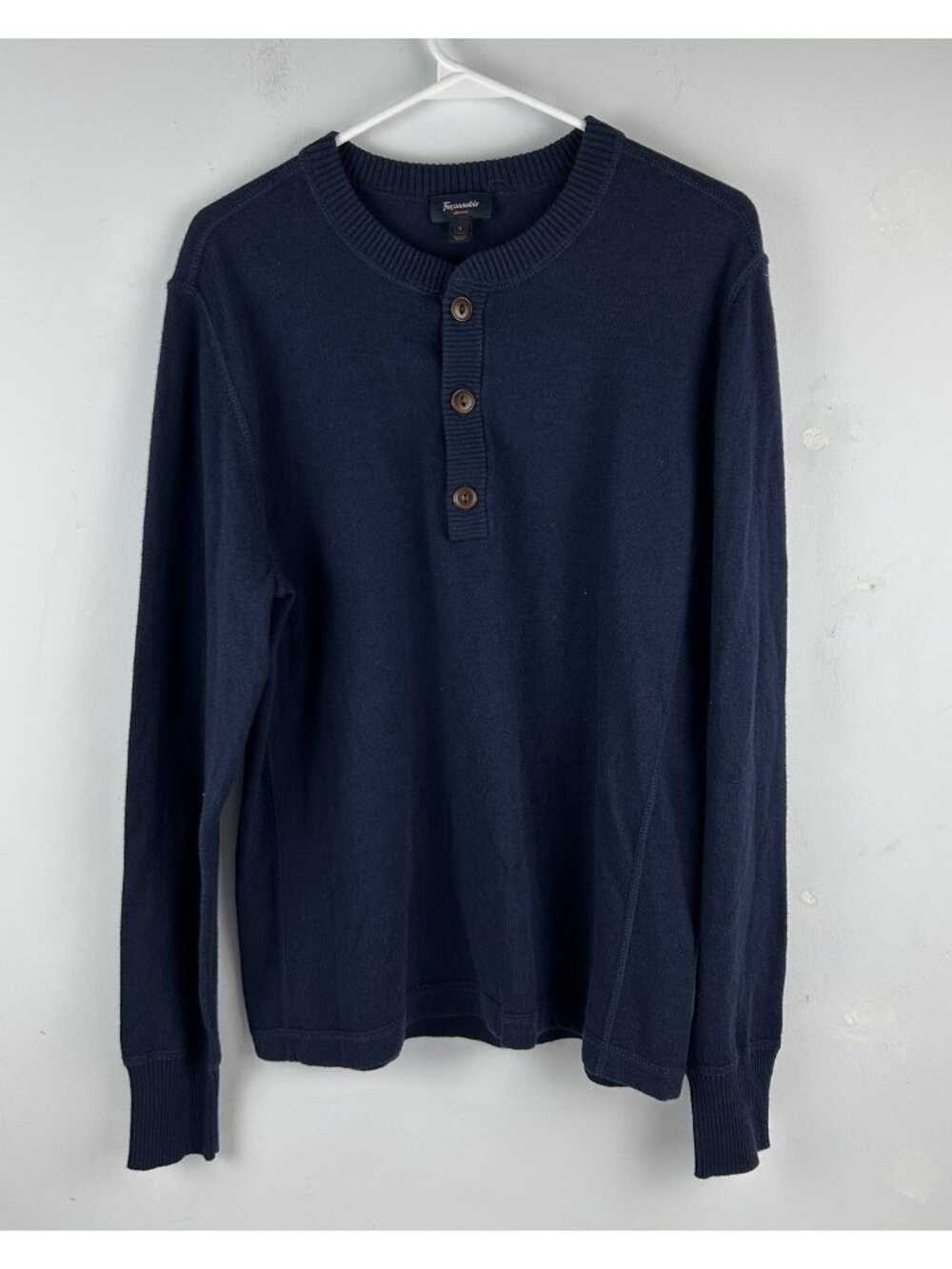 Faconnable 1/4 Button Collared Mens Sweater Size Large Blue